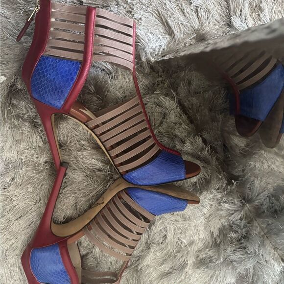 BRIAN ATWOOD Caged Gladiator Heels Langden shoes colorblock sandals open toe - Picture 3 of 11